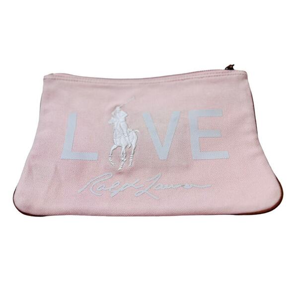 Vintage Ralph Lauren Large Pink Canvas Clutch Pouch